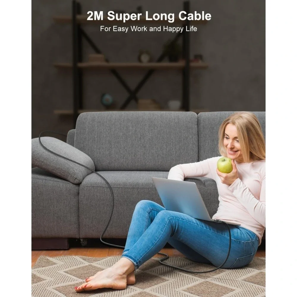 180° USB-C to‎ USB-C Fast Charge PD 60W Cable• Samsung Galaxy Phone~6.6 ft~NEW